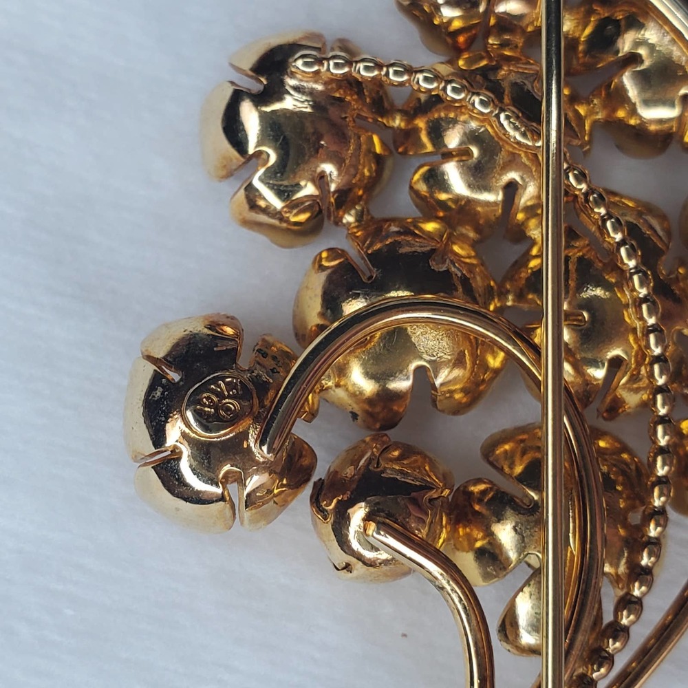 Vintage 12k Gold Fill Colorful Rhinestone Floral Bouquet Brooch - Picture 5 of 11